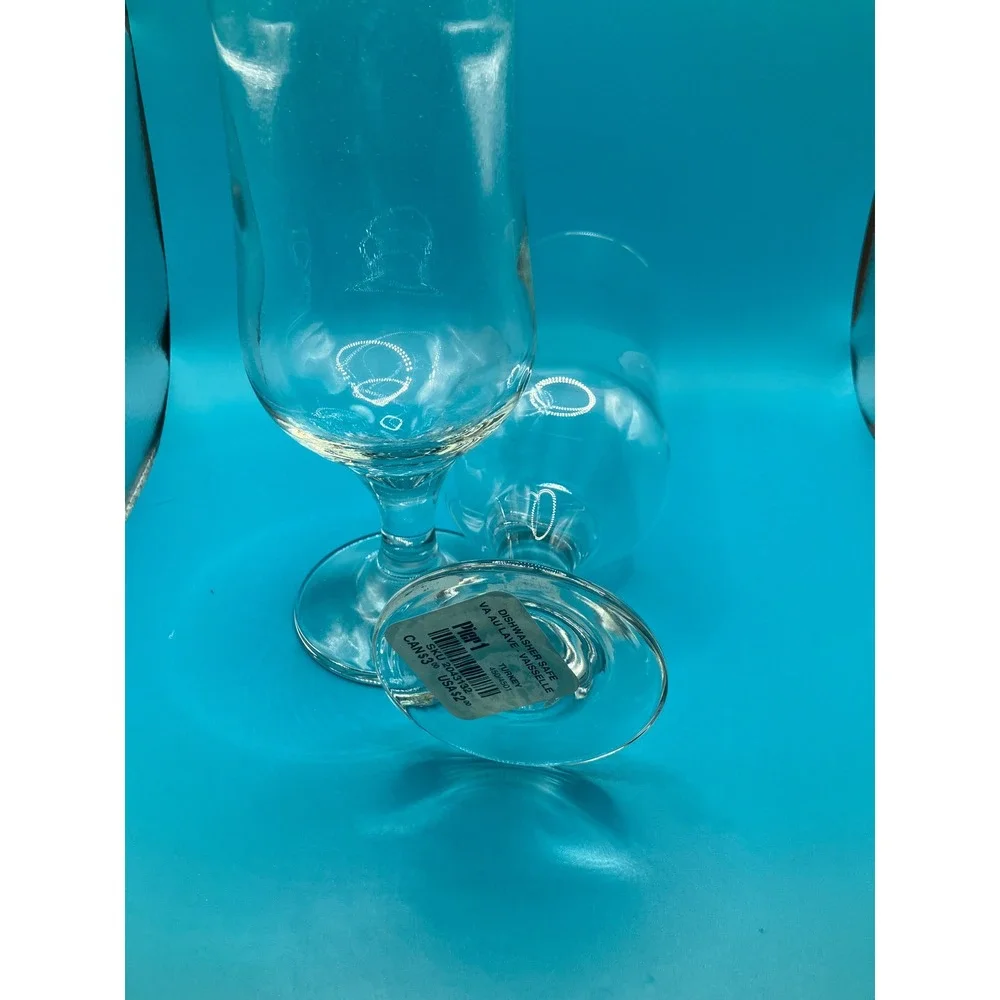 NWT Pier 1 Hurricane Glasses Unisex OS Clear Footed Cocktail Barware Set of 2